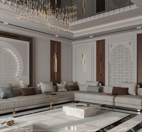 Majls Modern Islamic Interior, Modern Arabic Interior, Arabic Living Room, Arabic Interior Design, Majlis Design, Islamic Interior Design, Luxury Sofa Living Room, Luxury Mansions Interior, Theater Room Design