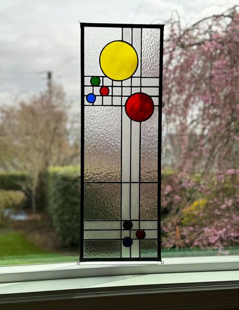 Mid Century Modern Abstract Art Stained Glass Windows 8 X 24 Home Decor Interior Design Frank Lloyd Wright sold Individually or as Pair - Etsy Frank Lloyd Wright Stained Glass Pattern, Frank Lloyd Wright Stained Glass, Frank Lloyd Wright Architecture, Modern Stained Glass, Stained Glass Panel, Art Stained, Modern Abstract Art, Stained Glass Panels, Windows 8