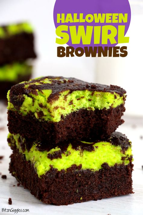 Layered Brownies, Adorable Desserts, Halloween Brownies, Orange Cream Cheese, Halloween Green, Cream Cheese Brownies, Brownies Chocolate, Swirl Brownies, Halloween Chocolate