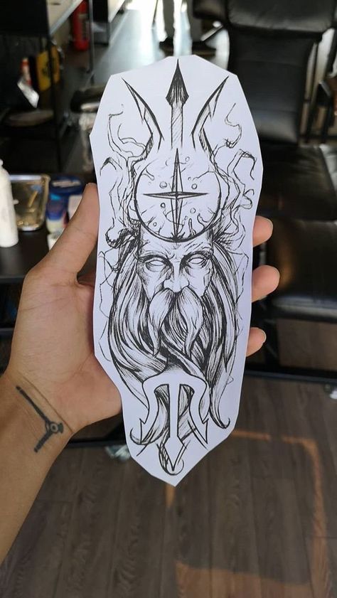 Detailed Tattoos, Trident Tattoo, Poseidon Tattoo, Cute Hand Tattoos, Kunst Tattoos, Greek Mythology Tattoos, Tattoo Trend, Tattoo Zeichnungen