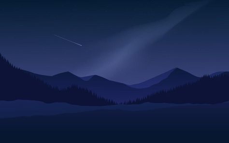 Beautiful Night Scene Illustration With Mountain Night Vector Illustration, Mountains At Night, Scene Illustration, Mountain Mural, Mens Room, Pc Wallpapers, نباتات منزلية, Mountain Background, Mountain Silhouette