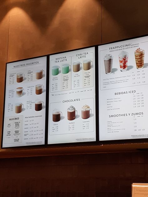 Cafe Menus Aesthetic, Starbucks Menu Design, Mushroom Bisque Soup, Lattes Starbucks, Cafe Menu Display, Menu Cafeteria, Coffee Shop Menu Design, Bubble Tea Menu, Cafe Menu Boards