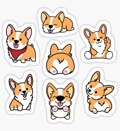 Stickers | Redbubble Corgi Stickers, Corgi Art, Homemade Stickers, 강아지 그림, Stickers Cool, Tumblr Stickers, Stickers Kawaii, Scrapbook Stickers Printable, Cute Corgi