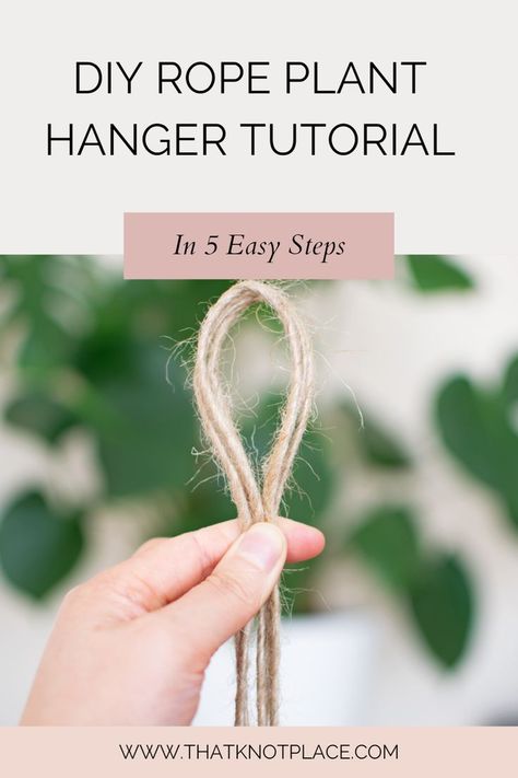 In 5 Easy Steps. Here's a super easy and quick DIY Jute plant hanger tutorial that can be used indoors and outdoors | That Knot Place. Diy Plant Hanger Easy, Diy Macrame Plant Hanger Easy, Hanging Baskets Diy, Diy Macrame Plant Hanger Tutorials, Garden Ornaments Diy, Plant Hanger Tutorial, Rope Plant, Rope Plant Hanger, Wall Hanging Decorations