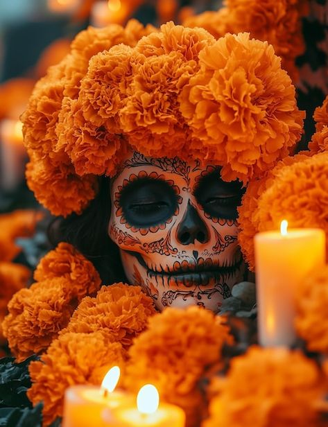 Day Of The Dead Photography, Day Of The Dead Aesthetic, Mexicana Aesthetic, Day Of The Dead Altar, Traditional Day, Mexican Halloween, Dia De Los Muertos Decorations Ideas, Makeup Decor, Fall Wedding Color Palette