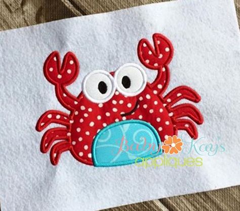 Buttercup Embroidery, Crab Applique, Applique Towels, 99 Design, Machine Embroidery Applique, Applique Pattern, Summertime Fun, Fun Design, Applique Designs