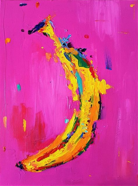 Banana Painting, Banana Art, Dream Painting, Simple Acrylic Paintings, Paintings For Sale, Artwork Painting, Creating Art, Painting Inspiration, Colorful Art