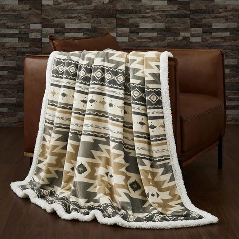 Rustic Throw Blanket, Desert Valley, Western Blankets, Modern Southwestern, Navajo Print, Desert Sage, Western Rustic, Sherpa Fabric, Rustic Bedding