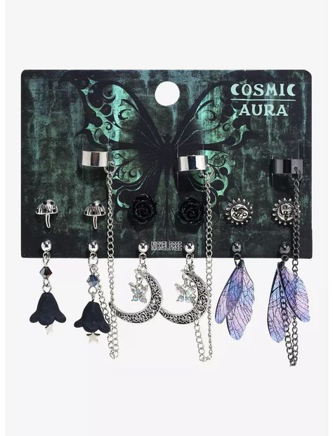 Celestial Icons, Aura Dark, Cosmic Aura, Grunge Accessories, Disney Valentines, Grunge Fairycore, Cottage Fairy, Punk Earrings, Cuff Earring