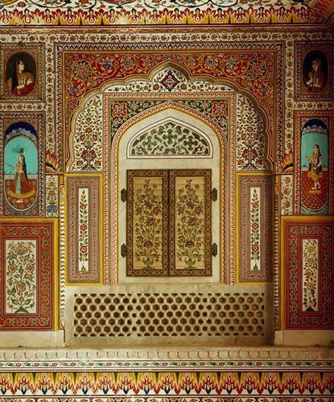 Photo By Samode Palace - Venues Mughal Wallpaper, Samode Palace, Digital Art Wallpaper, Mughal Miniature Paintings, Pakistani Art, Mughal Art Paintings, Mughal Architecture, Conversational Prints, Mughal Art