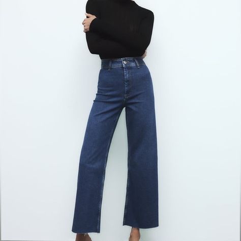 Blue Zara “Marine Straight Jeans” Marine Pants Outfit Zara, Zara Marine Jeans Outfit, Marine Jeans Outfit, Zara Marine Jeans, Zara Marine Straight Jeans, Marine Straight Jeans, Marine Jeans, Zara Looks, Outfit Zara