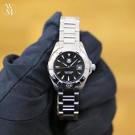 Something for the ladies. The TAG Heuer Aquaracer. #TAG #tagheuer #watchmaster Tag Heuer Watches Women Diamonds, Tag Heuer Female Watch, Tag Huer Female Watch, Tag Aquaracer Woman, Tag Aquaracer, Tag Heuer Watch, Swiss Army Watches, Old Watches, Telling Time