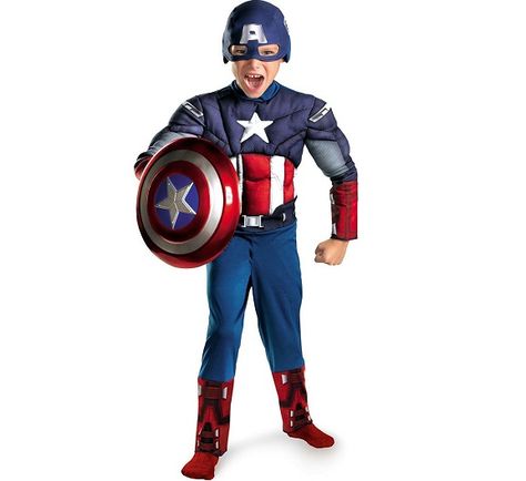 Captain America Costume - $24 #wear #cool #funny #kids #Halloween #blue #hero America Halloween Costume, Captain America Halloween Costume, Captain America Halloween, Captain America Party, Hulk Costume, Thor Costume, Captain America Cosplay, Avengers Costumes, America Party