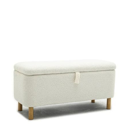 Hall Tree Shoe Storage Bench Boucle Upholstered Storage Ottoman Entryway Bench with Padded Seat Cushion Storage Bench - On Sale - Bed Bath & Beyond - 39225722 White Bench Entryway, Modern Storage Bench, Bed Stool, Storage Bench Bedroom, Entryway Bench Storage, Upholstered Storage Bench, Seat Storage, Storage Ottoman Bench, Bench With Shoe Storage