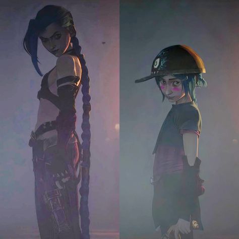 Arcane Animation Style, Jinx Flare Scene, Jinx Side View, Jinx Arcane Side Profile, Jinx Arcane Screencaps, Jinx Arcane Hair, Jinx Redesign, Jinx Hair Down, Jinx And Powder