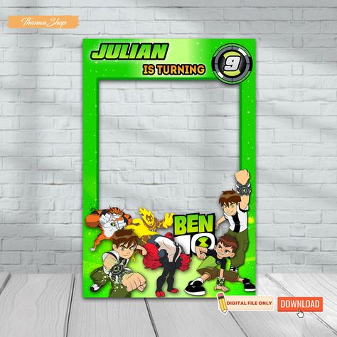 Dragon Birthday Invitations, Ben 10 Birthday Party, Ben 10 Party, Kids Halloween Party Invitations, Ben 10 Birthday, Birthday Party Props, Frame Props, 10 Birthday, Tenth Birthday