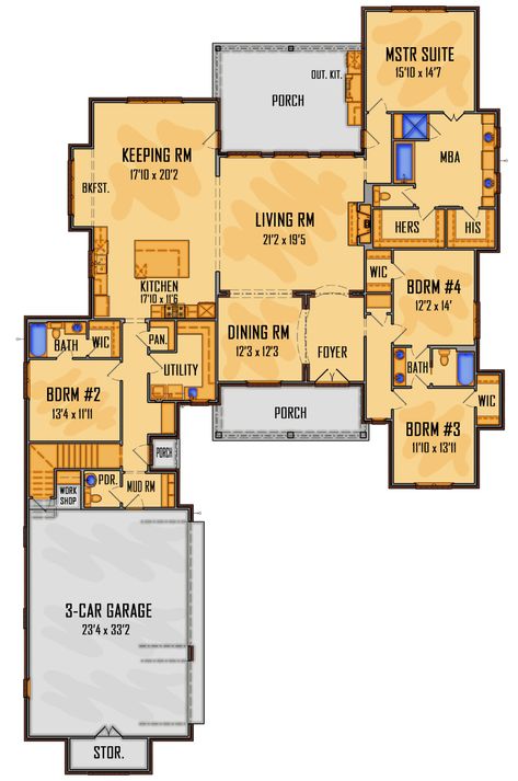 Southern Style House, Southern Style House Plans, Southern House Plan, Brick Siding, Southern House, European House Plans, Southern House Plans, One Story Homes, Farmhouse House