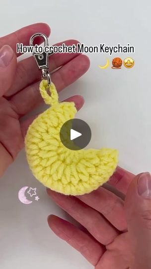 How to crochet moon keychain🌙 | Nam Ye Rin | Lenka · The Show Crochet Moon, Moon Keychain, Yarn Inspiration, Crochet Lovers, Love Crochet, How To Crochet, Crochet For Beginners, Diy Crochet, Yarn