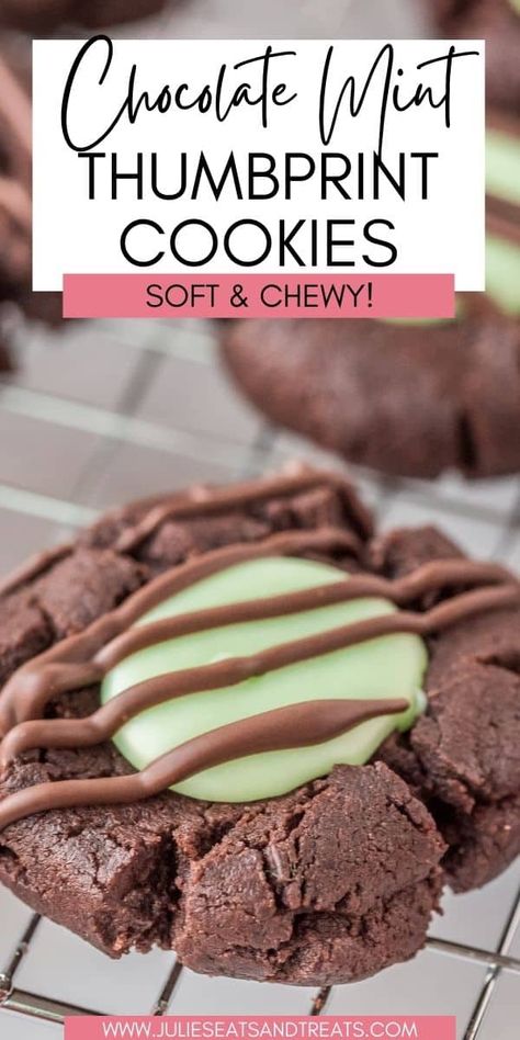 Mint Thumbprint Cookies, Chocolate Mint Fudge, Mint Fudge, Thumbprint Cookie, Mint Desserts, Chocolate Thumbprint Cookies, Mexican Pork, Chocolate Mint Cookies, Thumbprint Cookies Recipe