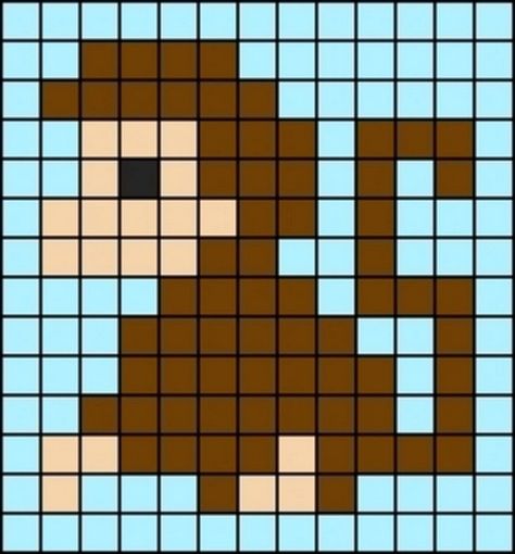 17 Easy Monkey Perler Beads Patterns - DIY Crafts Monkey Perler Beads, Monkey Perler Bead Pattern, Easy Perler Bead Patterns, Pixel Beads, Personalized Gift Ideas, Beads Patterns, Tiny Cross Stitch, Handmade Personalized Gifts, Pixel Art Grid