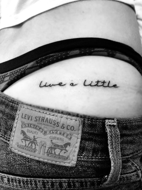 Live A Little Tattoo, Hip Tattoos For Girls, Dr Tattoo, Hip Tattoo Small, Live Tattoo, Tattoo Hip, Hip Tattoos, Palm Tattoos, Shape Tattoo