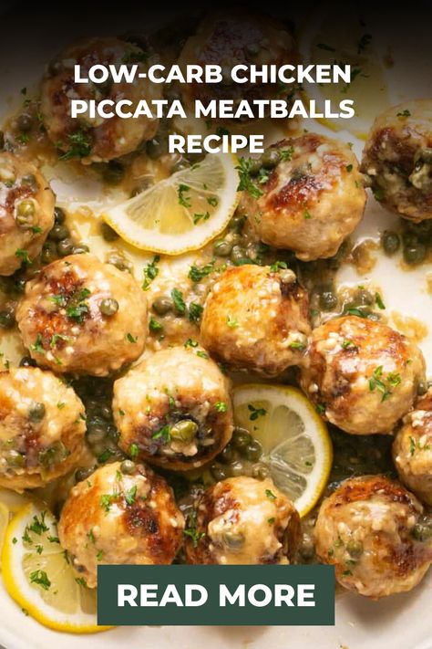 Craving a flavorful, low-carb meal that’s perfect for a weeknight dinner or a special occasion? These Low-Carb Chicken Piccata Meatballs are a delicious twist on the classic Italian dish. With zesty lemon, capers, and juicy chicken, these meatballs bring a burst of flavor without the carbs. Whether you’re on a keto diet or just looking … Chicken Piccata Meatballs Giada, Chicken Piccata Meatballs, Lemon Chicken Piccata, Halloumi Salad, 30 Min Meals, Easy Steak, Chicken Piccata, Classic Italian Dishes, Quick Healthy