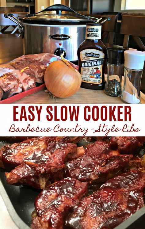 Bone In Ribs Crockpot, Country Ribs Crock Pot, Country Style Pork Ribs Crock Pot, Crockpot Entrees, Ribs Crockpot, Crockpot Pork Ribs, Boneless Country Style Pork Ribs, Slow Cooker Ribs Recipe, Country Ribs