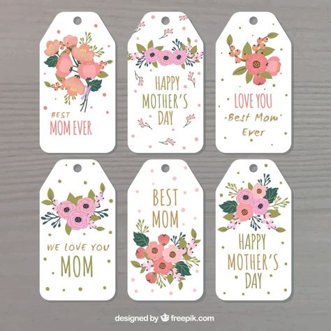 Assortment of floral labels for mother's day Free Vector Mothers Day Labels, Happy Mothers Day Banner, Labels Printables, Mother's Day Banner, Mother's Day Printables, Mother's Day Background, Mom Ideas, Mothers Day Decor, Mother's Day Greeting Cards