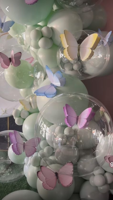 Birthday Celebration Ideas, Décoration Baby Shower, Butterfly Themed Birthday Party, Fairy Garden Birthday Party, Idee Babyshower, Decorations Balloons, Butterfly Birthday Party, Balloons Decorations, Tafel Decor