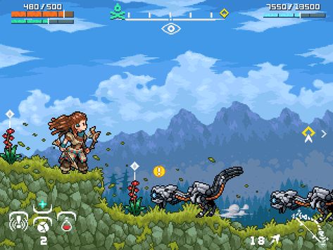 Nail Bat, Retro Pixel Art, Horizon Zero Dawn Aloy, Piskel Art, Art Mockup, Gameboy Color, Xbox 1, Forbidden West, 8bit Art