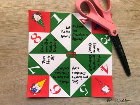 Truth or Dare Christmas Cootie Catcher - Printables 4 Mom Christmas Truth Or Dare, Christmas Dares, Cutie Catcher, Cootie Catcher Template, 2023 School, Cootie Catcher, Christmas Scavenger Hunt, Reindeer Names, Fun Christmas Games