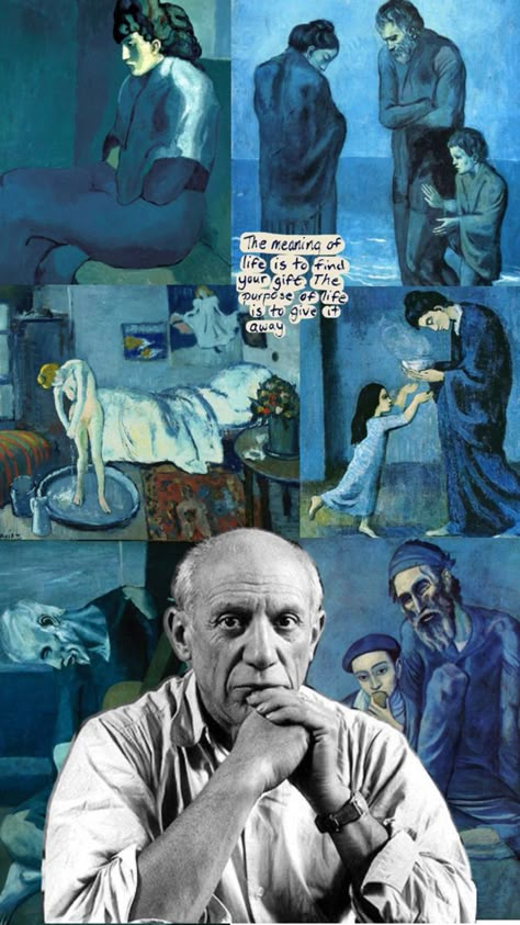 Blue Picasso Paintings Wallpaper, Piccaso Blue Period, Picasso Blue Period Paintings, Pablo Picasso Aesthetic, Pablo Picasso Wallpaper, Blue Period Aesthetic, Picasso Wallpaper, Picasso Aesthetic, Blue Period Wallpaper