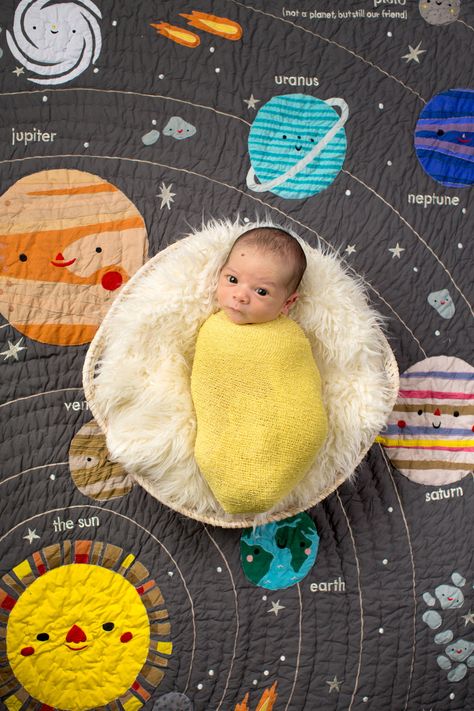 NEWBORN PHOTOGRAPHY | Solar System Themed Newborn Photos — The Overwhelmed Mommy Girl Themed Nursery, Nursery Colorful, Room Girl, Space Explorer, Space Themed Nursery, Baby Kicking, Space Baby, Space Nursery, Baby Sleep Problems