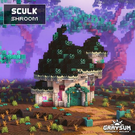 Sculk Builds Minecraft, Minecraft Sculk Builds, Mushroom Village Minecraft, Minecraft Sculk, Minecraft 1.20 Builds, Minecraft Mushroom House, Minecraft Witch, Minecraft Bases, Minecraft Fantasy House