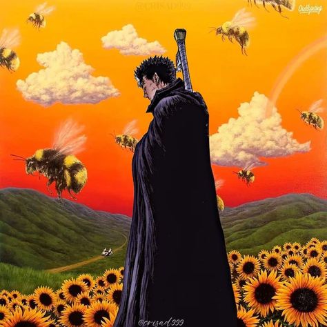 Guts flower boy 🌻 Berserk Album Cover, Berserk Scenery, Berserk Pfp, Berserk Anime 1997, Best Vampire Anime, Madara Wallpaper, Y2k Posters, Japanese Animated Movies, Troll Face