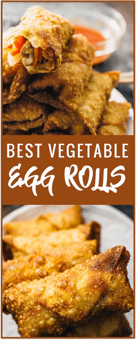 Best vegetable egg rolls - These vegetable egg rolls are ridiculously crunchy and taste better than any Chinese takeout version. They make for a popular vegetarian appetizer, and they're easy to assemble and cook. Vegetarian Chinese Recipes, Chinese Beef Recipes, Vegetable Egg Rolls, Egg Rolls Recipe, Vegetarian Appetizer, Chinese Chicken Recipes, Authentic Chinese Recipes, Egg Roll Recipes, Chinese Takeout