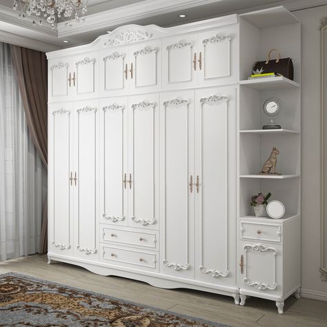 What is Included Color: White Style: French Country Product Type: Wardrobe Armoire Size: 31"L x 20"W x 82"H 47"L x 20"W x 82"H 63"L x 20"W x 82"H 79"L x 20"W x 82"H 94"L x 20"W x 82"H Height: >80" Material: Wood Wood Type: Manufactured Wood Wood Tone: White Wood Purposeful Distressing Type: No Distressing Design: Armoires & Wardrobes Armories & Top Cabinet Armoires & Sideboard Mirrored: No Weights & Dimensions Overall Length - Side to Side: 31.5" (80 cm) 47" (120 cm) 63" (160 Wardrobe For Bedroom, French Country Cabinets, White Closet, Cabinet With Drawers, Wood Wardrobe, Storage Cabinet With Drawers, White Wardrobe, Contemporary Cabinets, Small Bedroom Designs