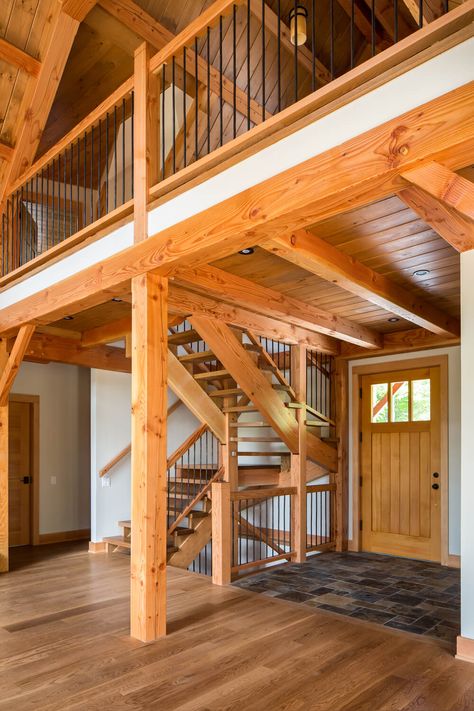 Stair spindles Cabin Addition, Cabin Stairs, Generational Living, Timber Frame Plans, Stair Spindles, Mountain Cabins, Old Stone Houses, Cabin House Plans, Barn Design