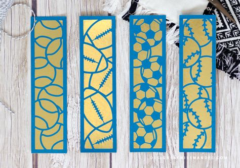 Give the gift of a good read this Father's Day, and make one of these cute, die cut sports bookmarks to go with it! Download the SVG cut file for FREE! Bookmark Svg Free, Sports Bookmarks, Cricut Bookmarks, Grandchildren Activities, Bookmark Svg, Market Day Ideas, Cool Bookmarks, Floral Bookmarks, Silhouette Patterns