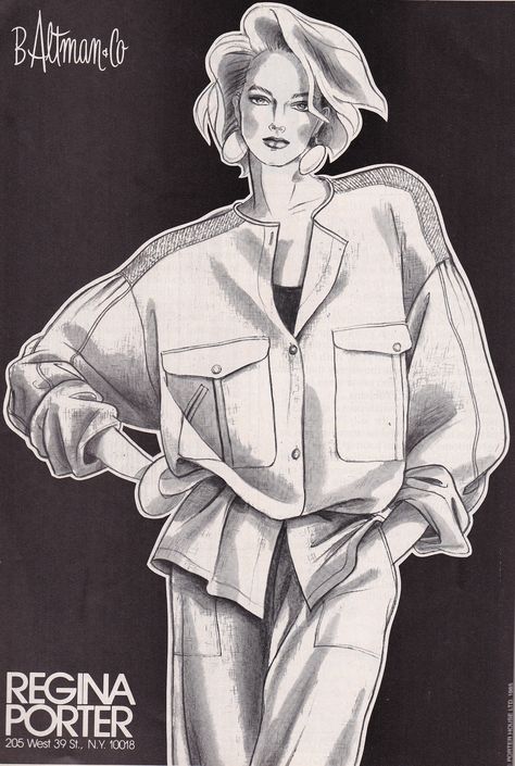 80s Drawings, Butch Fashion, 1980s Art, Fashion 1980s, 80's Fashion, Store Ads, 1990's Fashion, Department Stores, Female Poses