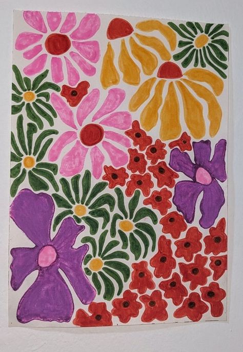 Pretty Designs To Draw Pattern, Things To Draw For Art Project, Guache Painting Ideas Simple, Things To Draw Markers, Things To Draw With Paint Markers, Sketchbook Marker Drawings, Sketchbook Cover Inspiration, Easy Drawings Markers, Art Portfolio Cover Ideas