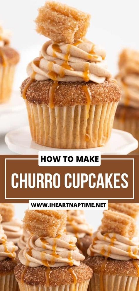 Churro Cake, Churro Cupcakes, Churros Recipe, Cinnamon Cream Cheese, Cupcakes With Cream Cheese Frosting, Mexican Dessert Recipes, I Heart Naptime, Gourmet Cupcakes, Cupcake Flavors