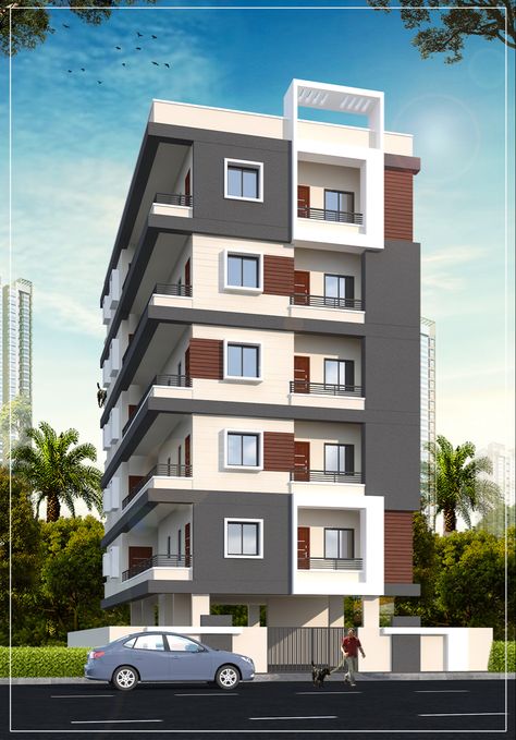 G+5 Building Elevation, 5 Floors Apartment Elevation Design, G+5 Elevation Design, Apartment Elevation, Apartments Building, Residential Architecture Apartment, Multi Storey Building, 3 Storey House Design, Architecture Design Presentation