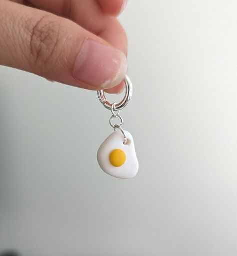 Sunny Side Up Egg Polymer Clay Ring Stitch Marker | Handmade Charm | Crochet Knit Accessories | Single or Set of 4 | etsy Charm Crochet, Stitch Markers Knitting, Clay Ring, Polymer Clay Ring, Knit Accessories, Cute Stitch, Keychain Charm, Stitch Marker, Charm Rings