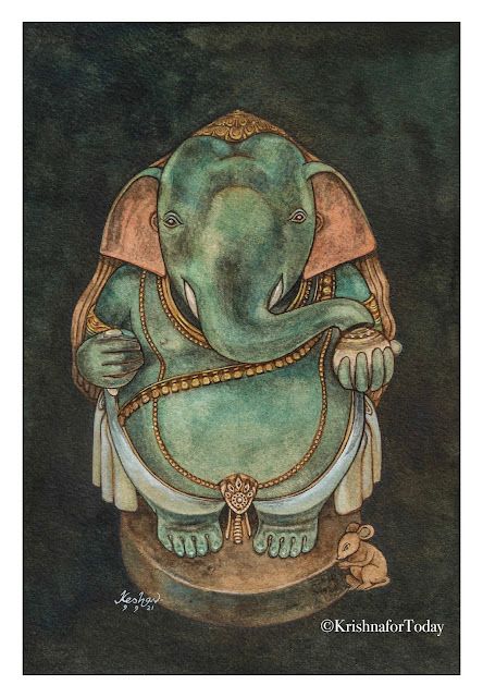 Krishna For Today, Ancient Drawings, Lord Ganesha Paintings, Ganesh Art, Hinduism Art, Vedic Art, Ganesha Painting, Ganesha Art, Female Art Painting