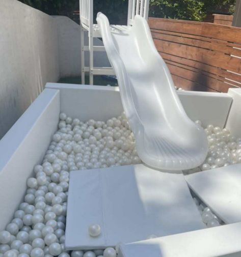 Popular White Colored White Ball Pit with Slide Rental Party Playground White Slide Soft Play White Ball Pit, Ball Pit With Slide, Playground Party, White Slides, Soft Play, Ball Pit, Kids Birthday, Birthday, White