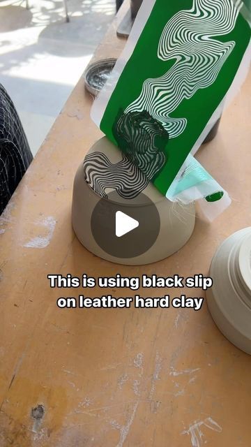 Love in Pottery on Instagram: "by @creative.houseplant. I’ve used silkscreens and ceramics for the last two years, and I’ve been making my own with my cricut for most of that time. I love silkscreens, they’re so much fun to use and I love how they can leave such a beautiful crisp image. I wanted to make this video to show a bit more of how silkscreens fit into my high fire process and using slip to leave a pattern on the foot of functional wear. These pieces are porcelain and will be glazed with some cobalt geometric patterns and clear glaze. I use screens in so many parts of my work but in particular my functional ware. Let me know if you have any questions, I adore this process and I really want to share it with more people. FOLLOW👉 @loveinpottery for more pottery contents ☕️ !  visit t Cricut Pottery, Cricut Ceramic, Pottery Ideas, Cricut Vinyl, A Pattern, Geometric Patterns, Cobalt, Glaze, Geometric Pattern