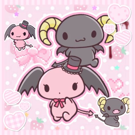 Loly Sanrio Pfp, Cinnamon Roll And Kuromi, Loly Sanrio, Cherry Sanrio, I Heart, Sanrio Art, Pink Goth, Homemade Stickers, Ipad Background