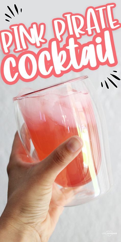 Pink Pirate Cocktail - 3 Ingredients - Love and Marriage Pink Pirate Rum Punch, Pink Pirate Drink, Jolly Rancher Jello, Pirate Drinks, Cocktails Ideas, Coconut Rum Drinks, Adult Snacks, Pink Pirate, Disney Dinner