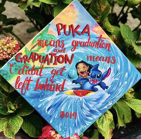 Lilo And Stitch Graduation Cap Ideas, Stitch Graduation Cap Ideas, Graduation Cap Designs Stitch, Lilo And Stitch Cap Graduation, Grad Cap Ideas Lilo And Stitch, Stitch Grad Cap, Stitch Graduation Cap, Graduation Cap Designs Finding Nemo, Grad Cap Inspo Disney